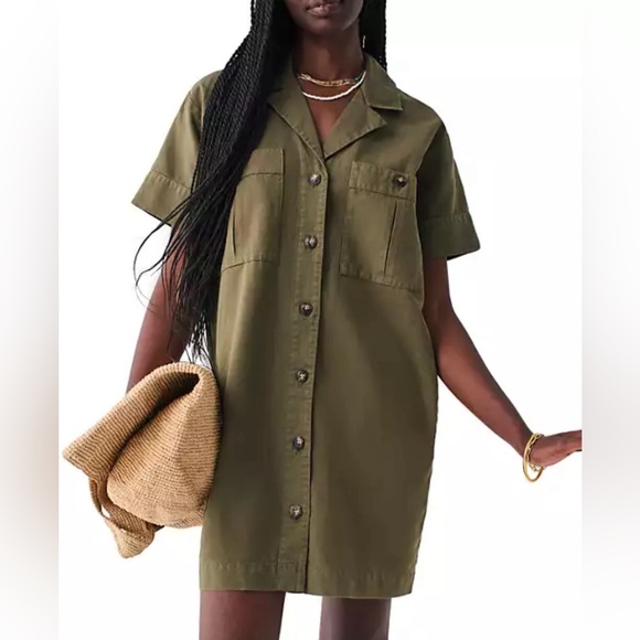 Faherty Dresses & Skirts - Faherty Olive Shirt‑Style Midi Dress